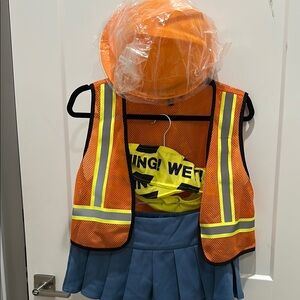 Dolls Kill Orange Safety Vest and Blue Skirt Set